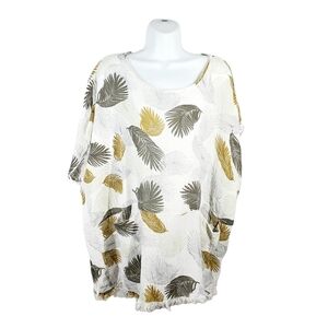 UMGEE LINEN BLEND BOTANICAL PRINT TOP